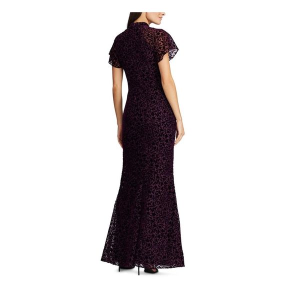 Ralph Lauren Women's Short Sleeve Maxi Sheath Evening Dress Purple Size 6 - Picture 2 of 3